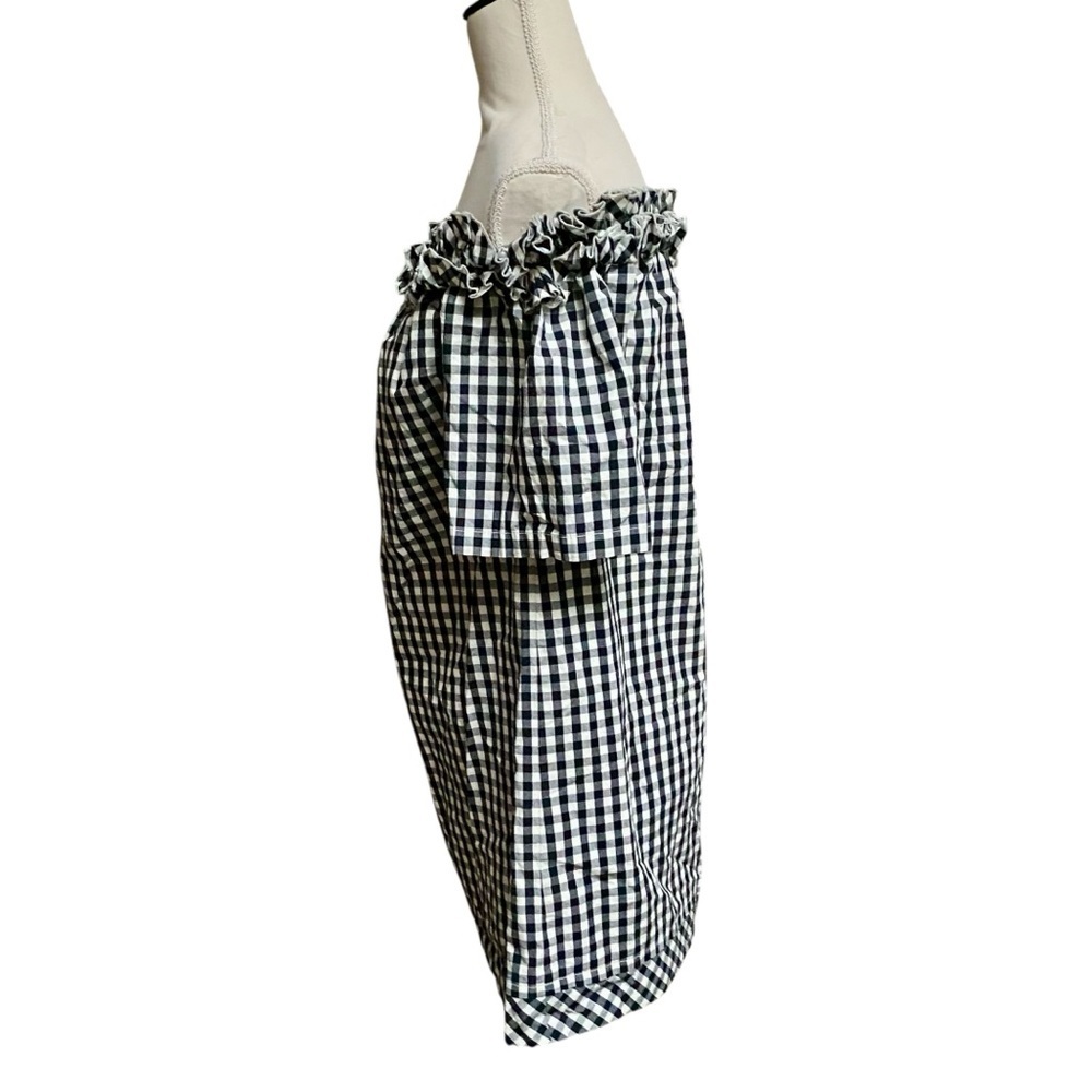Vineyard Vines Gingham Off Shoulder Dress Small Black White Ruffle Cotton - Picture 7 of 12